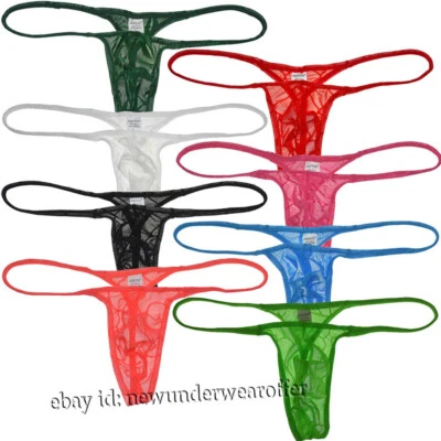 Men G-String Provocative Jacquard Mesh Thong Sissy Crossdress Underwear Tanga - Image 1 of 4