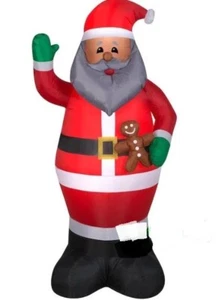 CHRISTMAS SANTA BLACK AFRICAN AMERICAN GINGERBREAD MAN AIRBLOWN INFLATABLE 7 FT - Picture 1 of 3