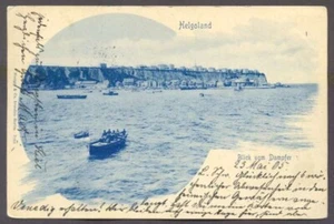 Postal alemana saludo aus Helgoland Blick vom puerto y barcos 1905 - Imagen 1 de 2