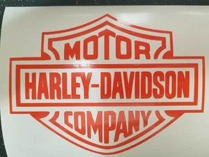Harley Shield "Orange" Vinyl Decal for Motorcycle Car Truck window cup - Picture 1 of 2