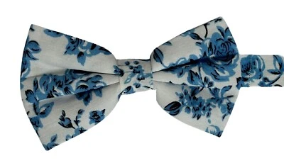 ivory blue rose cotton mens wedding tie bow handkerchief by Frederick Thomas - Image 1 of 4