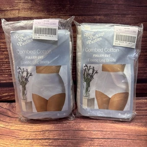 Two Vintage Sears 3pk Blue Package Panties Cotton Elastic Leg Briefs Sz 10 NOS - Picture 1 of 9