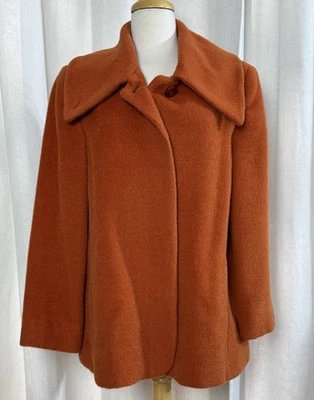 Abrigo de Lana Hilary Radley Alpaca Suri Naranja Óxido Chaqueta 10 Perú Forrado Cuello Culo Foto 1 de 4