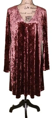 A.n.a. A New Approach - Vestido Borgoña Terciopelo Triturado Línea A - Para Mujer Talla L Foto 1 de 3