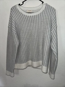 NWOT Women's Thread & Supply Cozy Sweatshirt Houndstooth Size Medium  Gray SOFT - Picture 1 of 5