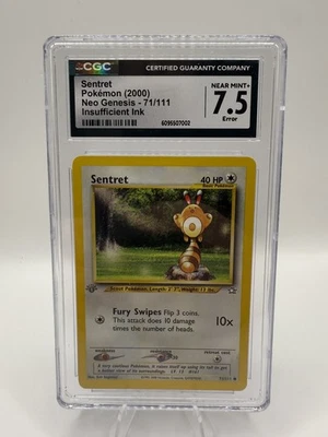 Sentret Pokemon 2000 Neo Genesis 1st Ed. GRAY/GREY STAMP 71/111 CGC 7.5 ERROR - Image 1 of 3