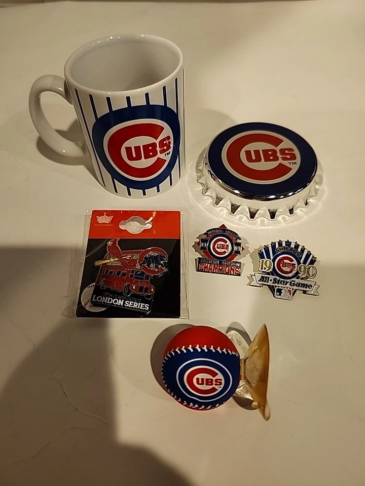 Chicago Cubs Mini LOT Assorted Items, 1 Magnet Missing from Bottle Opener - Image 1 of 4