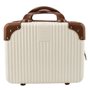 , Portable Hard Shell Cosmetic Suitcase Makeup Travel Case Beige - Bild 1 von 7