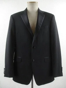 Men's 38R Tommy Hilfiger Black Tuxedo Formal Wedding Jacket Blazer Satin Lapels - Picture 1 of 19