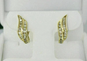 2 Ct Round Cut Moissanite Omega Back Huggie Hoop Earrings 14k Yellow Gold Plated - Picture 1 of 6
