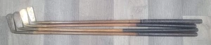 4 Antique Vintage Brass Ambidex 2 Way 1895-1930 Hickory Wood Shaft Golf Putters - Picture 1 of 7