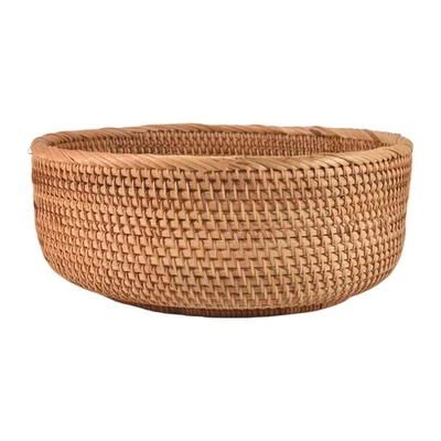 NatüRliche Rattan Runde Obst Korb Wicker Tisch Brot Portion Tablett Weben L8924 - Bild 1 von 4