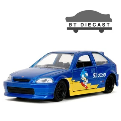 JADA CLASSIC SONIC THE HEDGEHOG 1997 HONDA CIVIC TYPE R 1/32 BLUE 35482 - Image 1 of 2