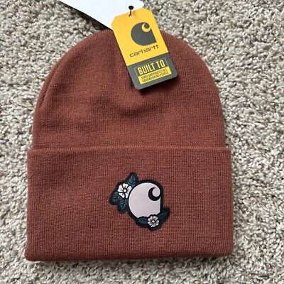 Carhartt Mujer Parche Floral Gorro Puños Sable Rojo Invierno Gorra Sombrero Tejido Foto 1 de 4