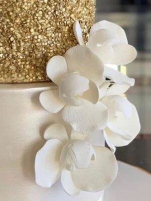 White Phalaenopsis Orchid Sugar flower wedding birthday cake decoration topper - image 1 of 4
