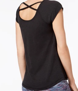 Womens Ideology PLUS SIZE 3X Black Cutout Back Yoga Performance Workout Tee Top - Picture 1 of 3