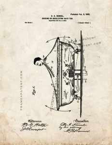 Rocking or Oscillating Bath-tub Patent Print Old Look - Picture 1 of 3