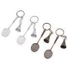 Metal Badminton Racket Keychain Mini Keychain For Car Sports key Ring Gifts>