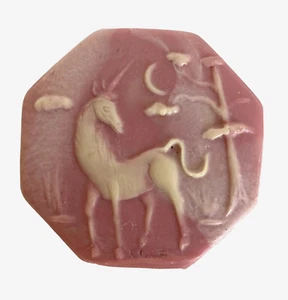 Rosa Einhorn Comp Marmor Schmuck/Schmuckkästchen, 1975 Design Geschenke signiert R Nemith - Bild 1 von 9