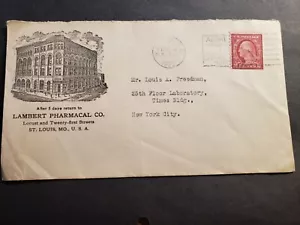 LAMBERT PHARMACAL Co, ST. LOUIS, MISSOURI 1922 Postgeschichte Brief nach NY - Bild 1 von 2