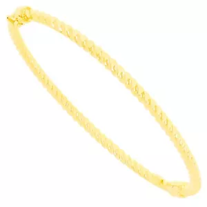 Bracciale Bracciale Bracciale Torto Cavo Oro Giallo 14k 7" 3mm 4,1 grammi - Foto 1 di 4