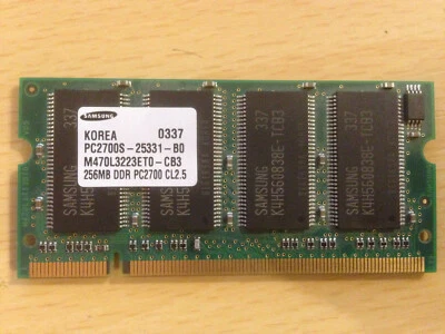 Samsung Laptop RAM Memory - PC2700-25331-B0 256MB DDR PC2700 CL2.5 - Image 1 of 2