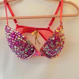 Custom made rhinestone blingy push up bra by Victoria’s Secret size 32D - Picture 1 of 7