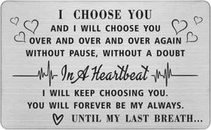 Fathers Day Card for Him Husband, I Choose You Wallet Card, Groom Gifts from Bri - Picture 1 of 12
