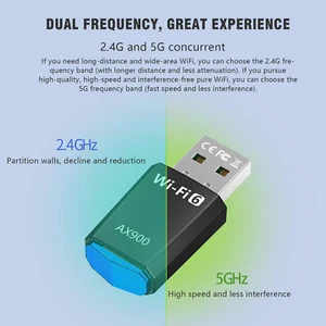 USB WiFi 6 Adapter, 900Mbps Dual Band 2.4/5Ghz Wireless Network Dongle 802.11aw6 - Afbeelding 1 van 10
