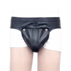 Mens Quality Underwear Real Leather Jockstrap Pouch Sexy Open Back Thong - Picture 1 of 5
