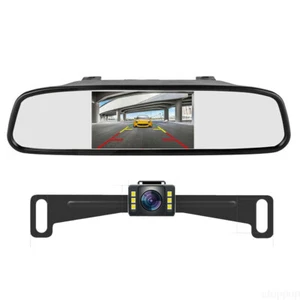 iPoster 4.3\" Clip Car Rear View Mirror Monitor Hiden 6 LED Backup Camera - Picture 1 of 12
