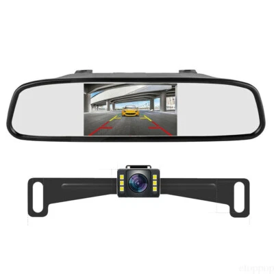 iPoster 4.3" Clip Car Rear View Mirror Monitor Hiden 6 LED Backup Camera - Image 1 of 4