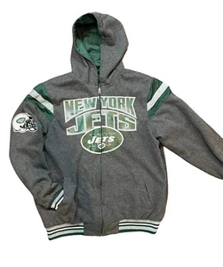 New York Jets NFL Team Apparel Reversible Jacket Hoodie Green Gray Size Large - Picture 1 of 7