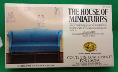 Vintage House of Miniatures Dollhouse Blue Chippendale Sofa Boxed Kit #40015 - Изображение 1 из 4