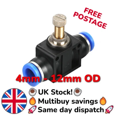 FLOW REGULATOR VALVE PNEUMATIC PUSH-IN FITTING AIR WATER PIPE 4/6/8/10/12MM