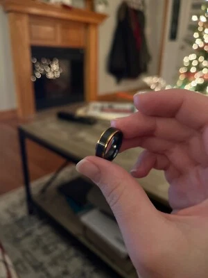 Black Zirconium and Rose Gold Men's Wedding Band, size 6.5 - Image 1 of 4