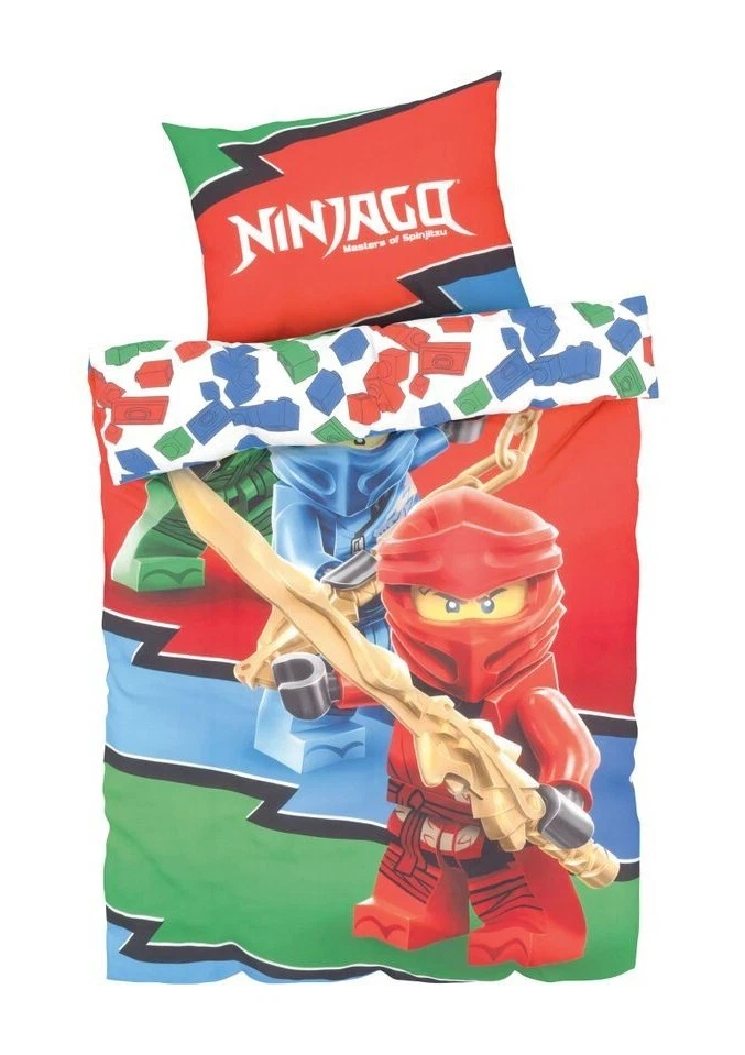 LEGO Ninjago Juego de funda de edredón y almohada individual reversible 100 % algodón para niños Foto 1 de 4