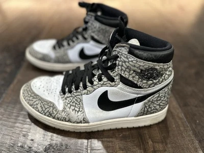 Size 9.5 - Air Jordan 1 Retro OG High White Cement Basketball - Image 1 of 4