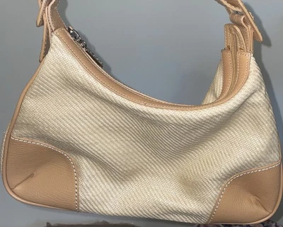 Maxx New York Shoulder Bag Beige Cream Canvas Floral Lining 11” x 7.5” Purse - Image 1 of 4