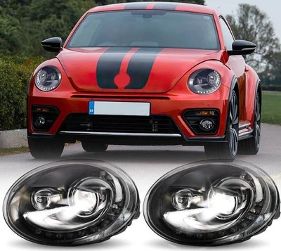  For VW Volkswagen Beetle 2013-2020 Left+Right LED Halo Projector Headlights DRL - Image 1 of 4