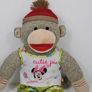 Build-A-Bear Sock Monkey Plush 19" Stuffed Animal Heart Patch QTPI Top Shorts - Picture 1 of 20