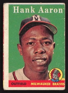 Hank Aaron 1958 Topps WHITE NAME #30 Milwaukee Braves PR MC CR SU - Picture 1 of 2