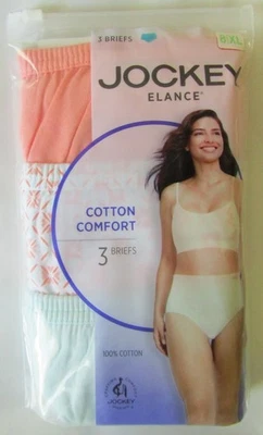 Jockey Elance 100% Cotton Brief Underwear - Women's Size 8 - 3 Pack - New - Image 1 of 4