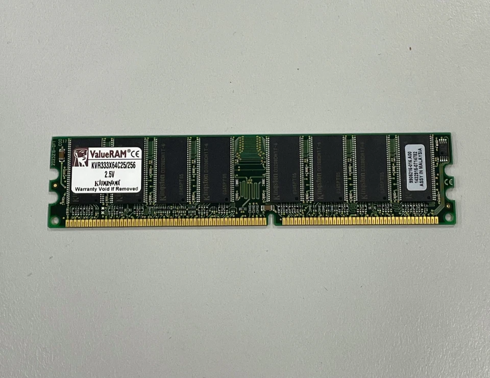 Kingston 256MB DDR1 RAM PC-2700 333MHz CL2.5 2.5V non-ECC DIMM KVR333X64C25/256 - Image 1 of 3