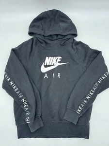 Nike Hoodie Womens Med Black Air Shuttle Tape Spell Out Pullover Fleece Hooded - Picture 1 of 10