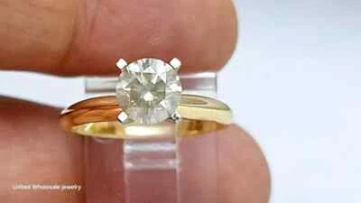 1.10 克拉正品开采钻石单颗订婚戒指 14K 纯金 — 第 1/4 张图片