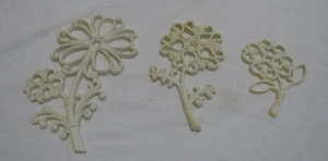 Vintage 1970er Retro Homco weiße Blumen 3er Set Kunststoff Maße 8", 6" & 4" - Bild 1 von 10