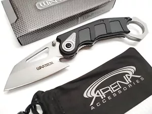 Front Flipper Wharncliffe Blade Assisted Pocket Knife Tip Up Gut Hook Black EDC - Picture 1 of 4