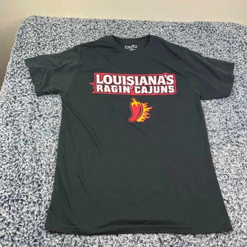 Louisiana Lafayette Rajun Cajuns Shirt Adult Medium Black Crew Neck Casual NCAA Cover