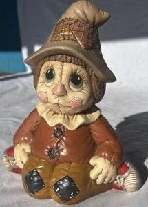 "Espantapájaros vintage de cerámica pintado a mano de los años 70 color marrón beige tostado colores 9,5""" - Imagen 1 de 5